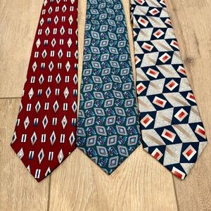 Dellacroce 90s Men's‎ Silk Tie Lot Vintage Geometric / Y2K Retro